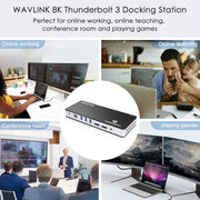 Wavlink UTD21H 60W Host Charging Thunderbolt 3 Docking Station 4K Dual Display 11 in 1 Ports, Plug:US Plug