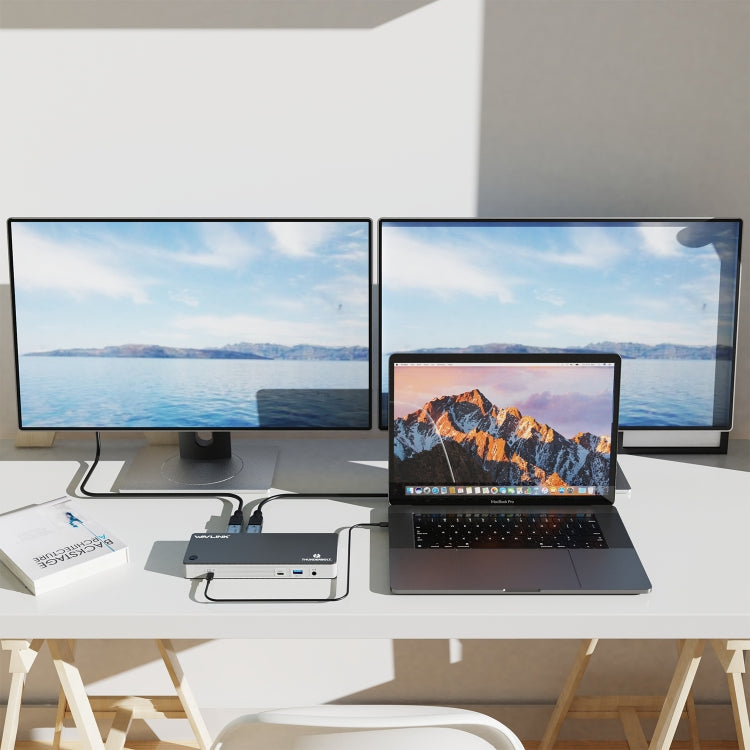 Wavlink UTD21H 60W Host Charging Thunderbolt 3 Docking Station 4K Dual Display 11 in 1 Ports, Plug:EU Plug