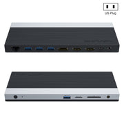 Wavlink UMD05 Display Port HDMI Port RJ45 Ethernet Triple Display MST Laptop Docking Station, Plug:US Plug