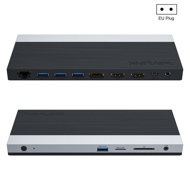 Wavlink UMD05 Display Port HDMI Port RJ45 Ethernet Triple Display MST Laptop Docking Station, Plug:EU Plug