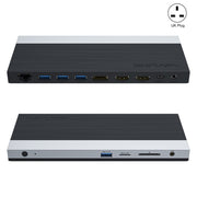 Wavlink UMD05 Display Port HDMI Port RJ45 Ethernet Triple Display MST Laptop Docking Station, Plug:UK Plug