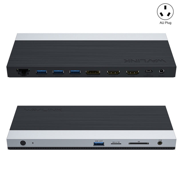 Wavlink UMD05 Display Port HDMI Port RJ45 Ethernet Triple Display MST Laptop Docking Station, Plug:AU Plug