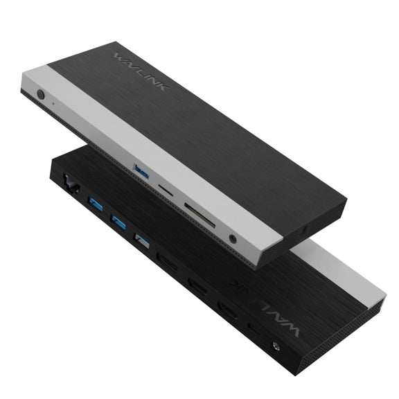 Wavlink UMD05 Display Port HDMI Port RJ45 Ethernet Triple Display MST Laptop Docking Station, Plug:US Plug