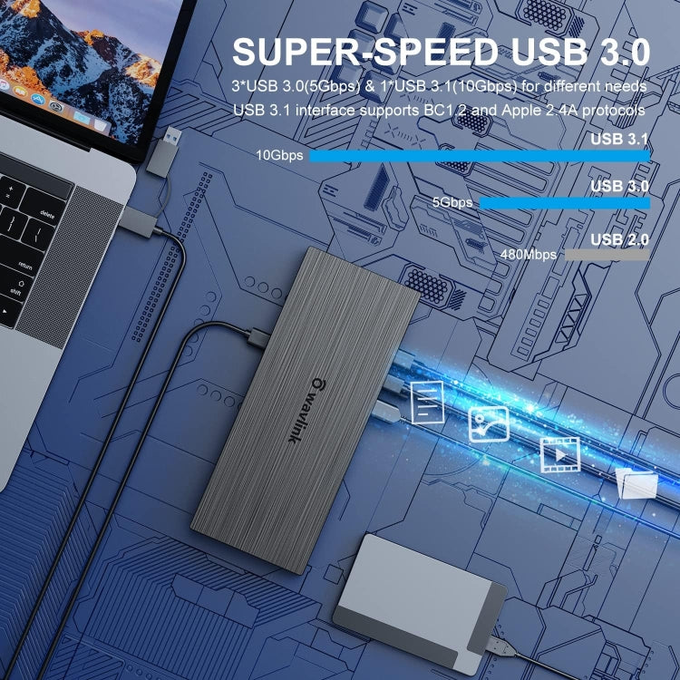 Wavlink UG69PD8 100W PD 18 in 1 Type-C Dock Compatible Type-C Universal Docking Station, Plug:EU Plug