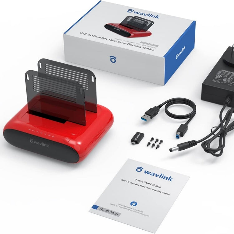Wavlink ST341U Dual Bay External Hard Drive Docking Station Support Offline Clone Function(UK Plug)