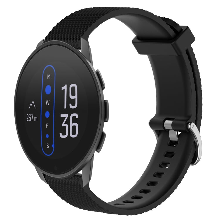 For  Suunto 9 Peak 22mm Diamond Textured Silicone Watch Band(Black)