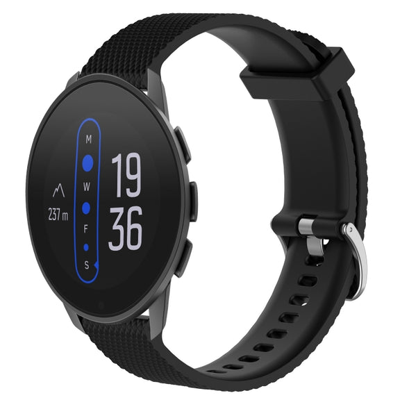 For  Suunto 9 Peak 22mm Diamond Textured Silicone Watch Band(Black)