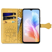 For DOOGEE X98 Pro / X98 Cat and Dog Embossed Leather Phone Case(Yellow)