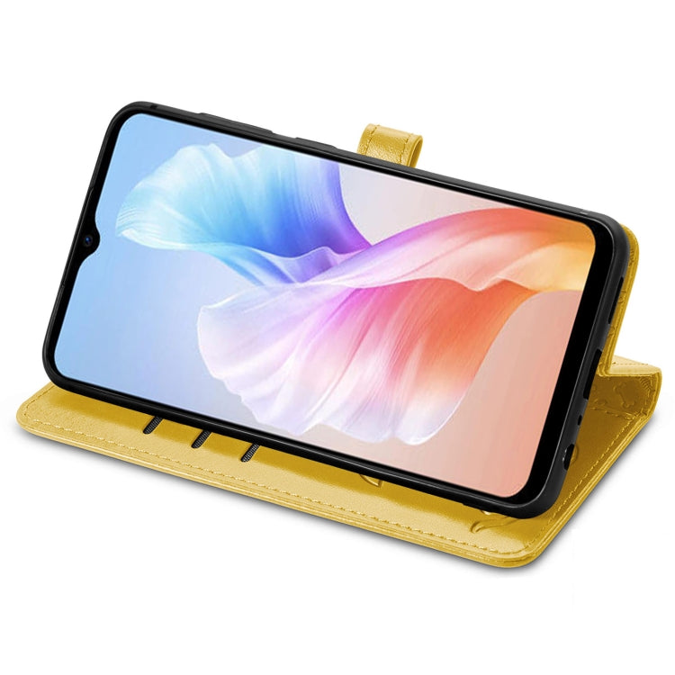 For DOOGEE X98 Pro / X98 Cat and Dog Embossed Leather Phone Case(Yellow)