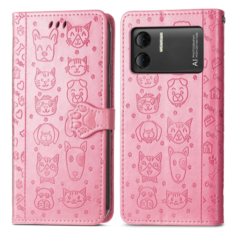 For DOOGEE X98 Pro / X98 Cat and Dog Embossed Leather Phone Case(Pink)