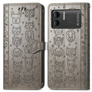 For DOOGEE X98 Pro / X98 Cat and Dog Embossed Leather Phone Case(Grey)