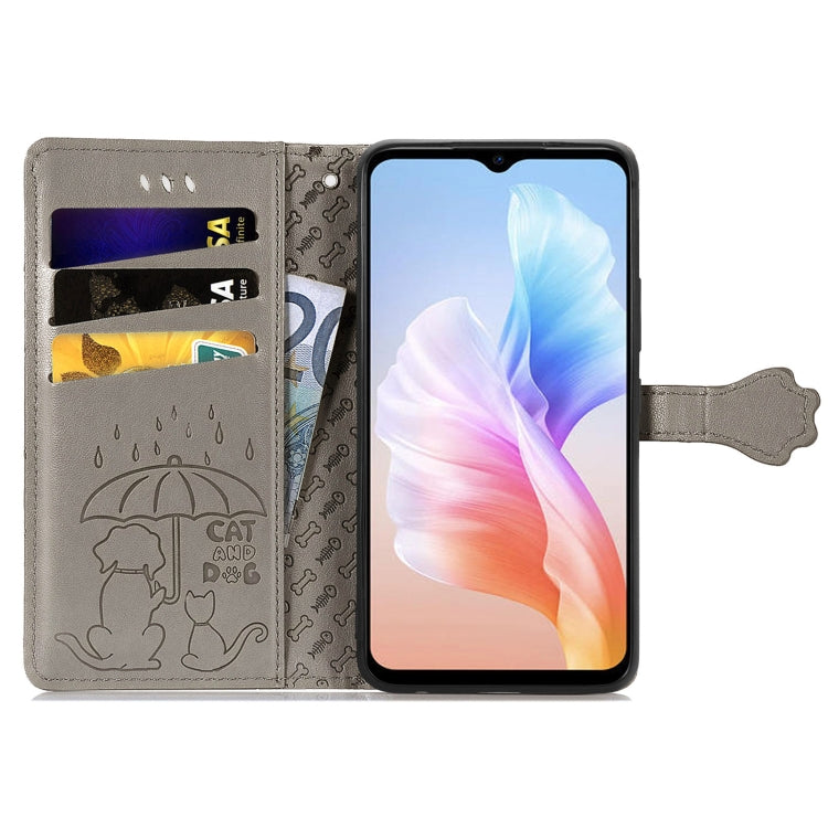 For DOOGEE X98 Pro / X98 Cat and Dog Embossed Leather Phone Case(Grey)