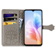 For DOOGEE X98 Pro / X98 Cat and Dog Embossed Leather Phone Case(Grey)