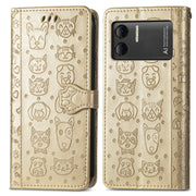 For DOOGEE X98 Pro / X98 Cat and Dog Embossed Leather Phone Case(Gold)