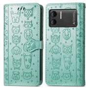 For DOOGEE X98 Pro / X98 Cat and Dog Embossed Leather Phone Case(Green)