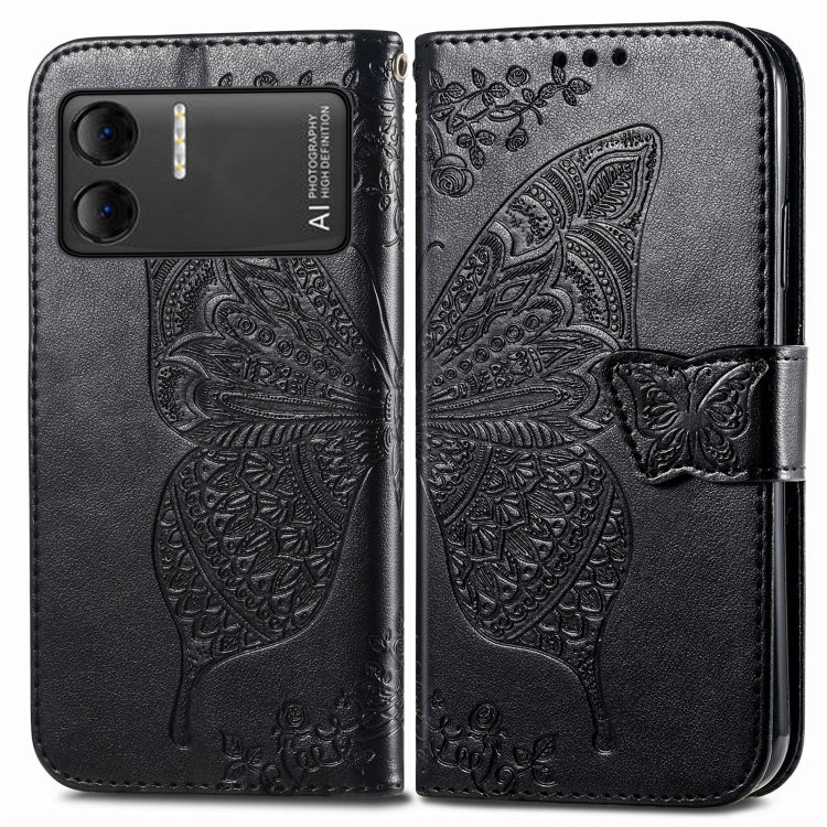 For DOOGEE X98 Pro / X98 Butterfly Love Flower Embossed Leather Phone Case(Black)