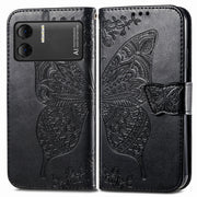 For DOOGEE X98 Pro / X98 Butterfly Love Flower Embossed Leather Phone Case(Black)
