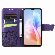 For DOOGEE X98 Pro / X98 Butterfly Love Flower Embossed Leather Phone Case(Dark Purple)