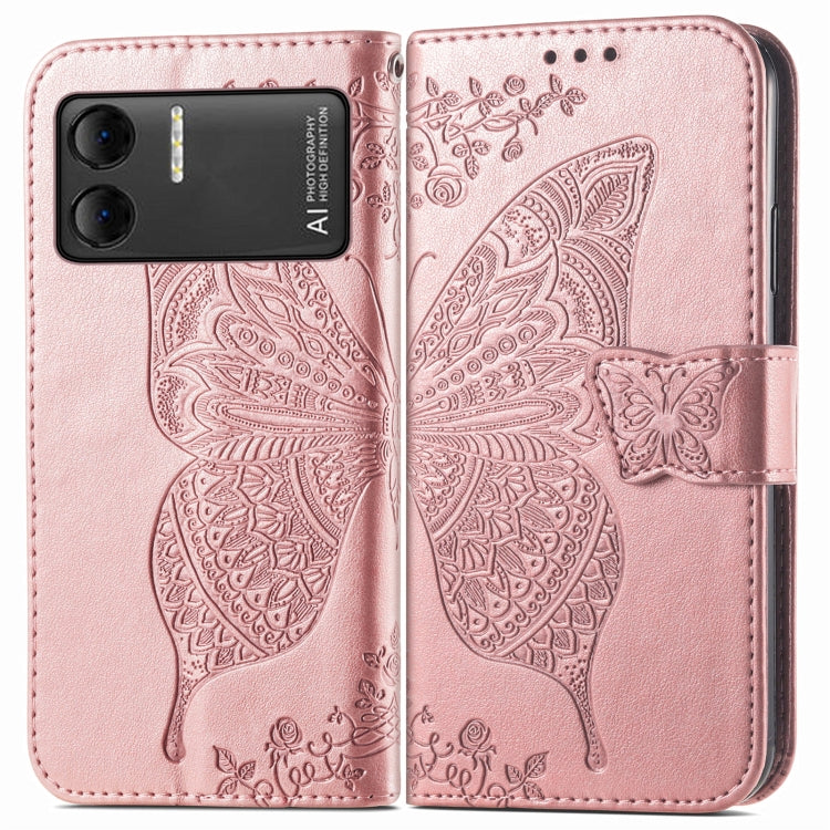 For DOOGEE X98 Pro / X98 Butterfly Love Flower Embossed Leather Phone Case(Rose Gold)