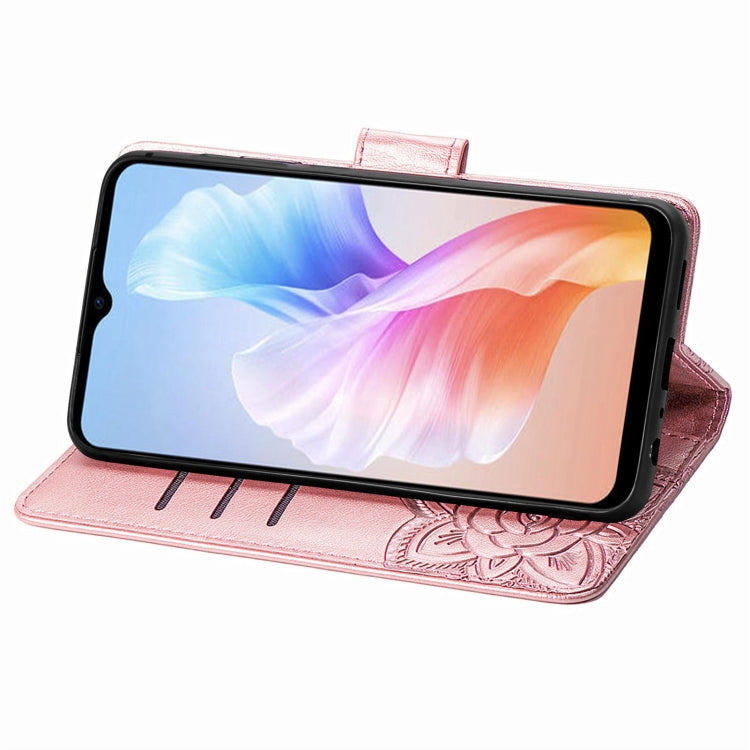 For DOOGEE X98 Pro / X98 Butterfly Love Flower Embossed Leather Phone Case(Rose Gold)