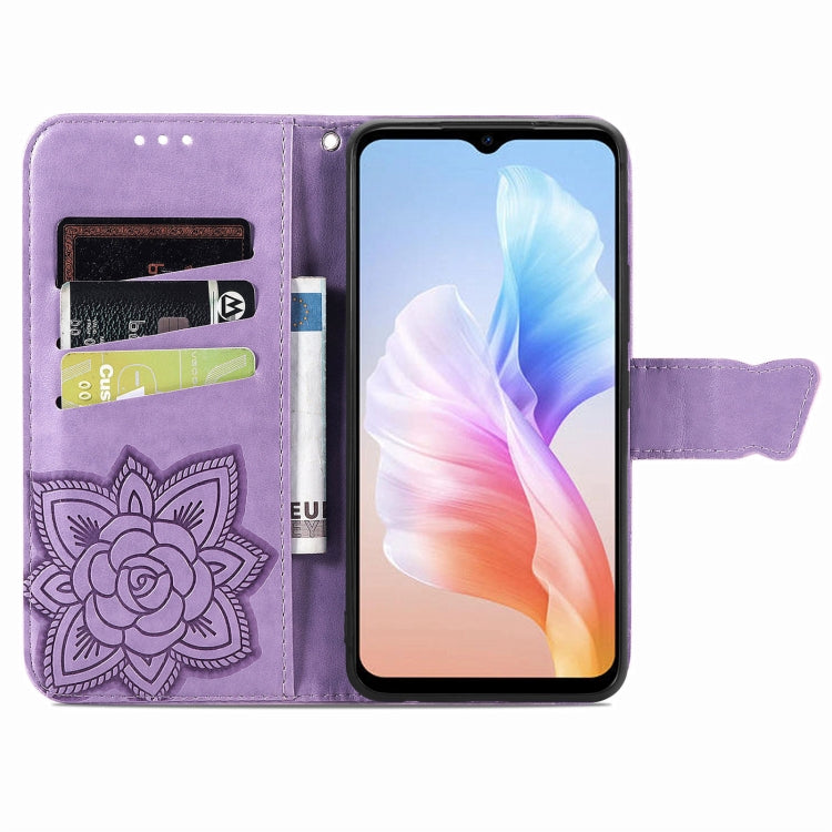 For DOOGEE X98 Pro / X98 Butterfly Love Flower Embossed Leather Phone Case(Purple)
