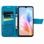 For DOOGEE X98 Pro / X98 Butterfly Love Flower Embossed Leather Phone Case(Blue)