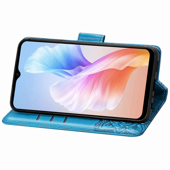 For DOOGEE X98 Pro / X98 Butterfly Love Flower Embossed Leather Phone Case(Blue)