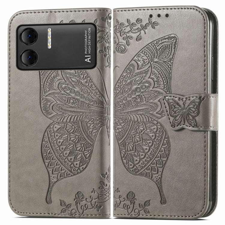 For DOOGEE X98 Pro / X98 Butterfly Love Flower Embossed Leather Phone Case(Grey)