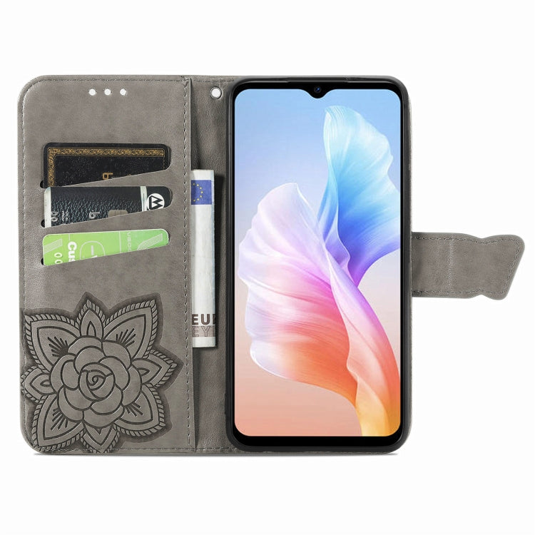 For DOOGEE X98 Pro / X98 Butterfly Love Flower Embossed Leather Phone Case(Grey)