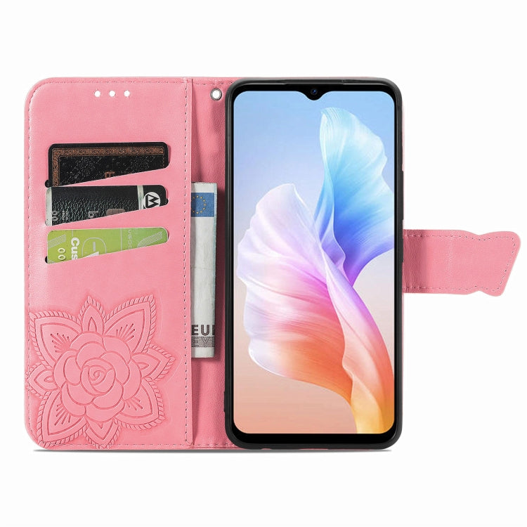 For DOOGEE X98 Pro / X98 Butterfly Love Flower Embossed Leather Phone Case(Pink)