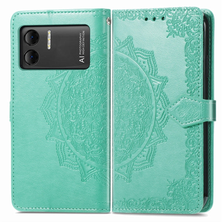 For DOOGEE X98 Pro / X98 Mandala Flower Embossed Leather Phone Case(Green)