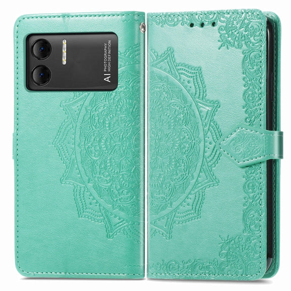 For DOOGEE X98 Pro / X98 Mandala Flower Embossed Leather Phone Case(Green)