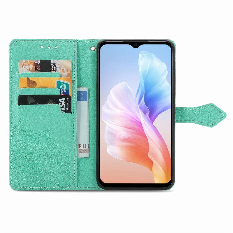 For DOOGEE X98 Pro / X98 Mandala Flower Embossed Leather Phone Case(Green)