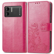 For DOOGEE X98 Pro / X98 Four-leaf Clasp Embossed Buckle Leather Phone Case(Rose Red)