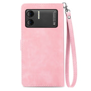 For DOOGEE X98 Pro / X98 Embossed Flower Zipper Leather Phone Case(Pink)
