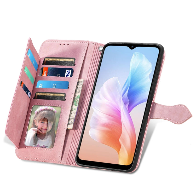 For DOOGEE X98 Pro / X98 Embossed Flower Zipper Leather Phone Case(Pink)