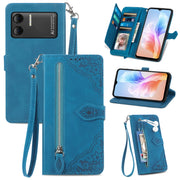 For DOOGEE X98 Pro / X98 Embossed Flower Zipper Leather Phone Case(Blue)