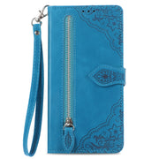 For DOOGEE X98 Pro / X98 Embossed Flower Zipper Leather Phone Case(Blue)