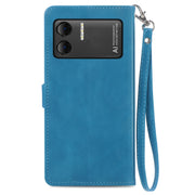 For DOOGEE X98 Pro / X98 Embossed Flower Zipper Leather Phone Case(Blue)