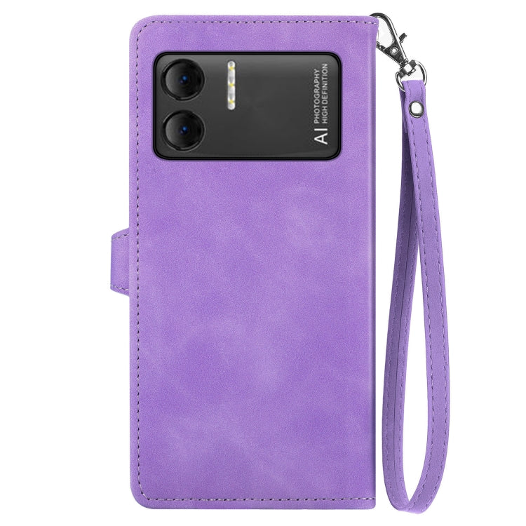 For DOOGEE X98 Pro / X98 Embossed Flower Zipper Leather Phone Case(Purple)