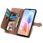 For DOOGEE X98 Pro / X98 Embossed Flower Zipper Leather Phone Case(Brown)