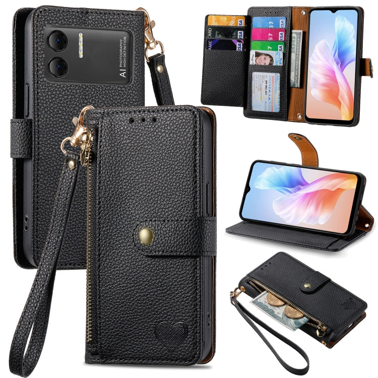 For DOOGEE X98 Pro / X98 Love Zipper Lanyard Leather Phone Case(Black)