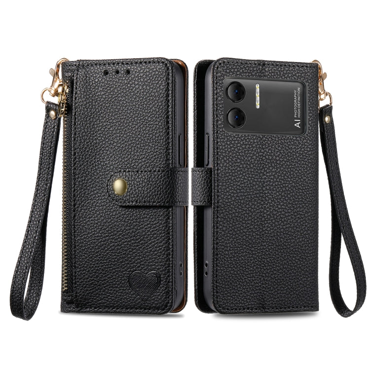 For DOOGEE X98 Pro / X98 Love Zipper Lanyard Leather Phone Case(Black)