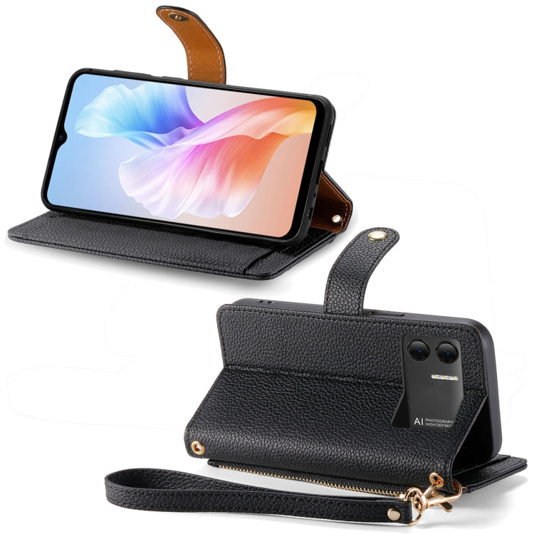 For DOOGEE X98 Pro / X98 Love Zipper Lanyard Leather Phone Case(Black)