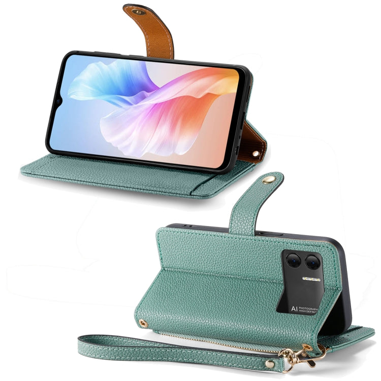 For DOOGEE X98 Pro / X98 Love Zipper Lanyard Leather Phone Case(Green)