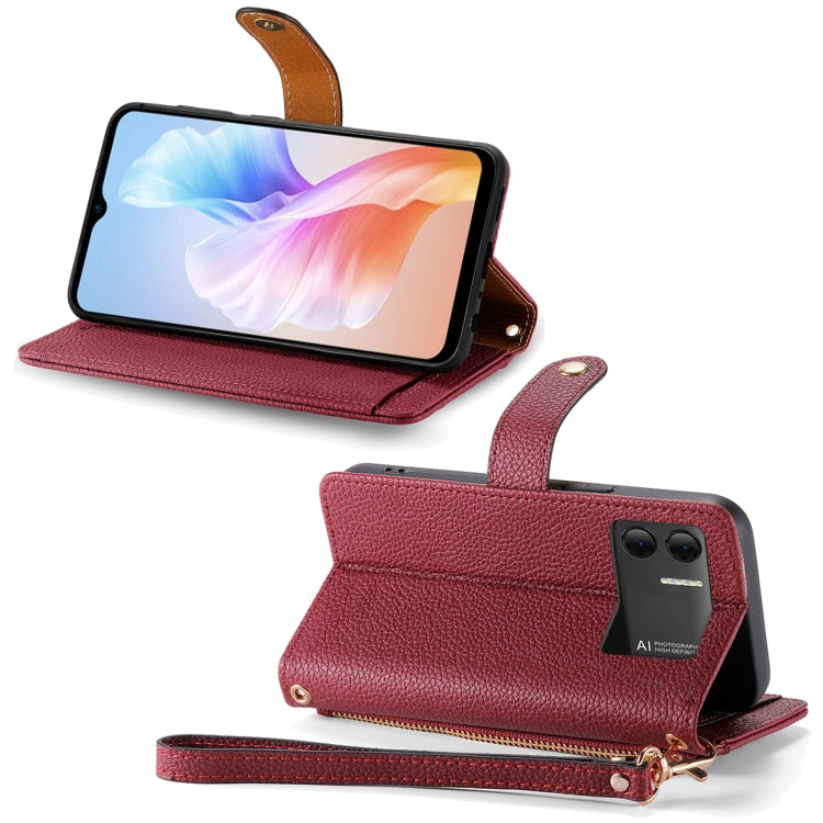 For DOOGEE X98 Pro / X98 Love Zipper Lanyard Leather Phone Case(Red)