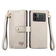 For DOOGEE X98 Pro / X98 Love Zipper Lanyard Leather Phone Case(White)