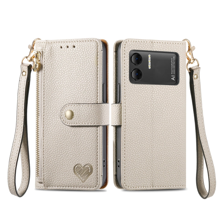 For DOOGEE X98 Pro / X98 Love Zipper Lanyard Leather Phone Case(White)