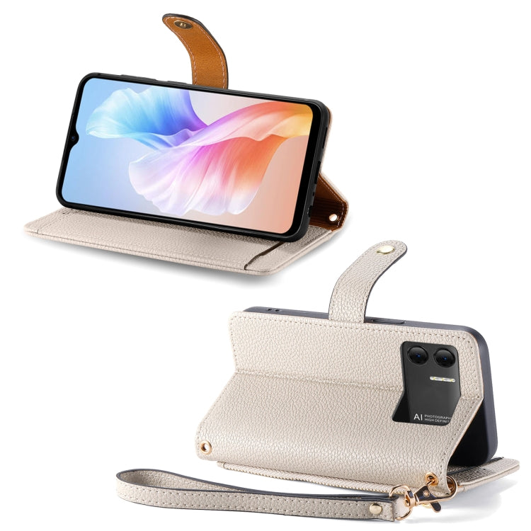 For DOOGEE X98 Pro / X98 Love Zipper Lanyard Leather Phone Case(White)