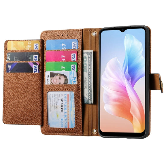 For DOOGEE X98 Pro / X98 Love Zipper Lanyard Leather Phone Case(Brown)